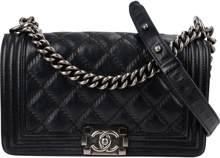 Chanel Chanel Aged Quilted Calfskin Medium Boy Crossbody Bag