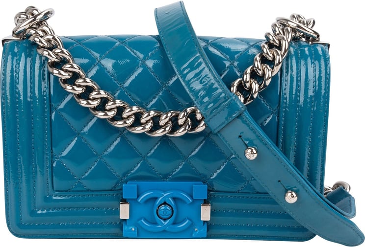 Chanel Chanel Quilted Patent Leather Small Boy Crossbody Bag