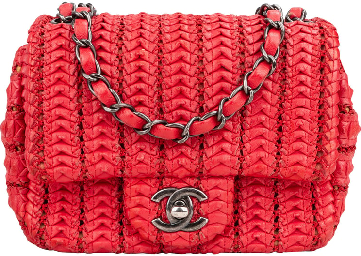 Chanel Chanel Red Seoul Crochet Antique Mini Single Flap Crossbody Bag