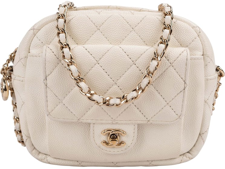 Chanel Chanel Quilted Caviar Leather Small Round Camera Crossbody Bag
