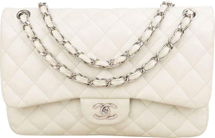 Chanel Chanel Quilted Caviar Leather Palladium Jumbo Double Flap Crossbody Bag