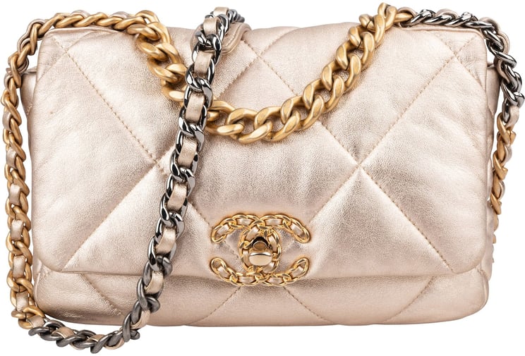 Chanel Chanel 19 Quilted Metallic Lambskin Chanel Single Flap Crossbody Bag