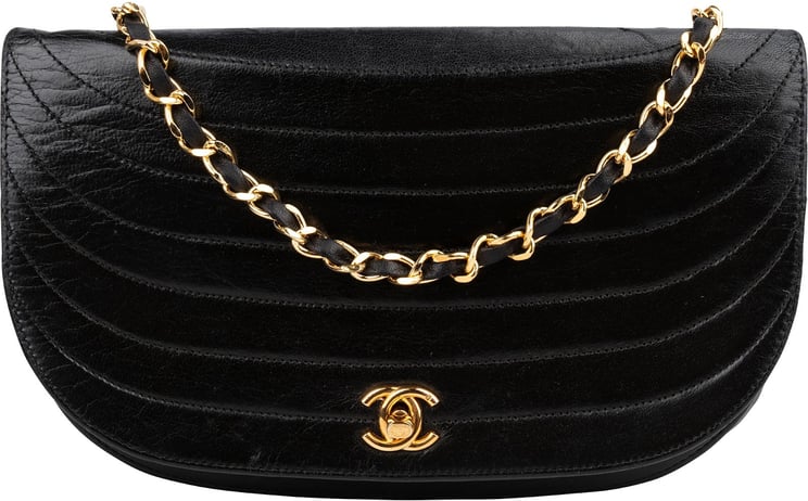 Chanel Chanel Quilted Lambskin Half Moon 24K Gold Single Flap Shoulder Bag