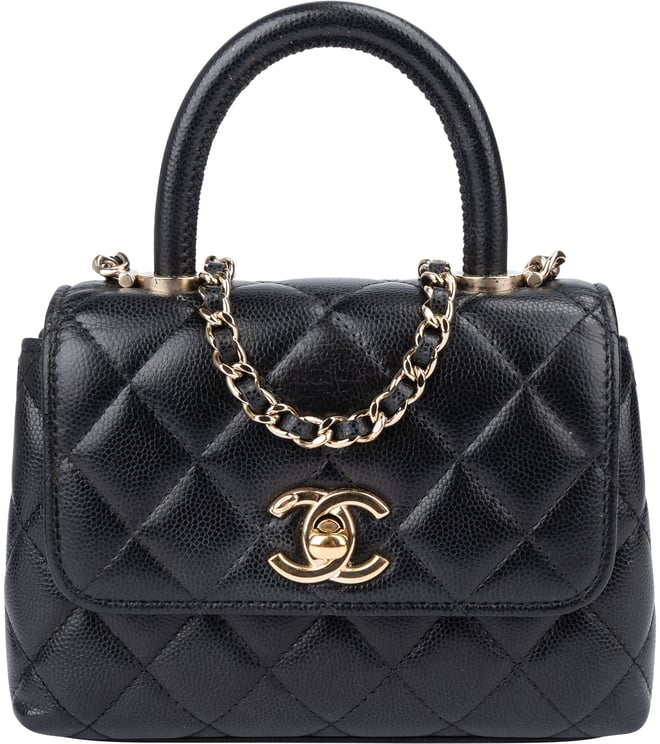 Chanel Chanel Quilted Caviar Leather Coco Top Handle Single Flap Handbag