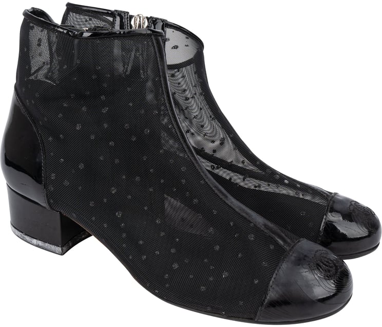 Chanel Chanel Mesh Glitter CC Ankle Shoes (35)