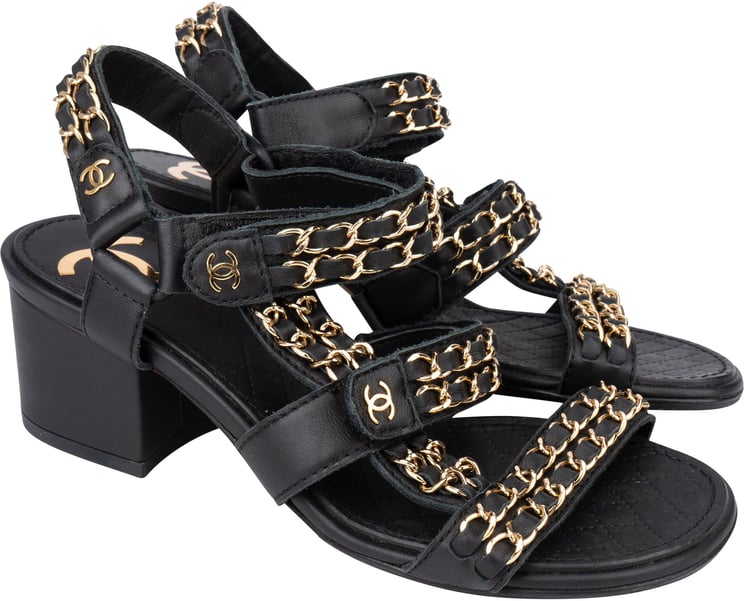 Chanel Chanel Gold Tone Chain Sandals (34,5)