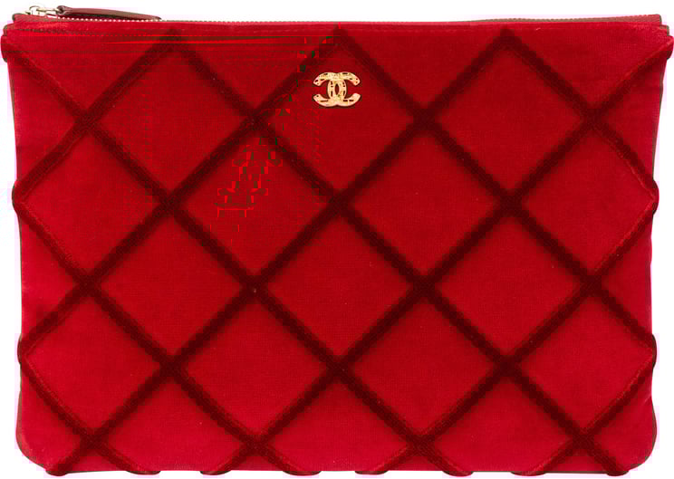 Chanel Chanel Rouge Stitching Velvet CC Clutch