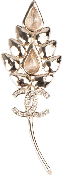 Chanel Chanel Crystal Leaf CC Brooch