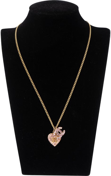 Chanel Chanel Crystal CC Heart Necklace