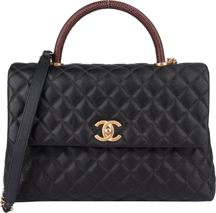 Chanel Chanel Lizard Quilted Caviar Leather CC Coco Top Handle Handbag