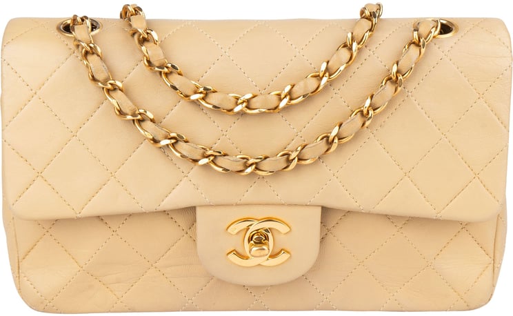 Chanel Chanel Quilted Lambskin 24K Gold Small Double Flap Crossbody Bag