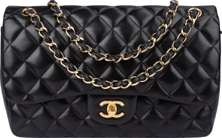 Chanel Chanel Quilted Lambskin 24K Gold Jumbo Double Flap Crossbody Bag