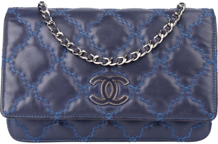 Chanel Chanel Bleu Quilted Stitch Lambskin Wallet On Chain Crossbody Bag
