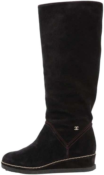 Chanel Chanel Coco Mark Chain 15B Suede Long Boots in Black G31295, Size 36 EU