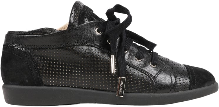 Chanel CHANEL Coco Mark 11P Suede x Leather Sneakers 37 in Black G25313
