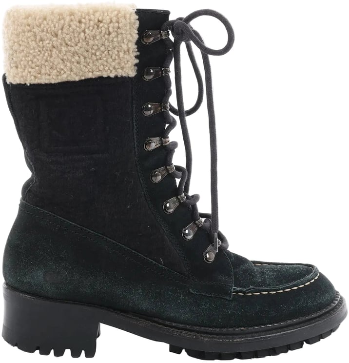 Chanel Chanel Sports Suede Leather Shearling Boots in Black G26245, Size 35.5 EU