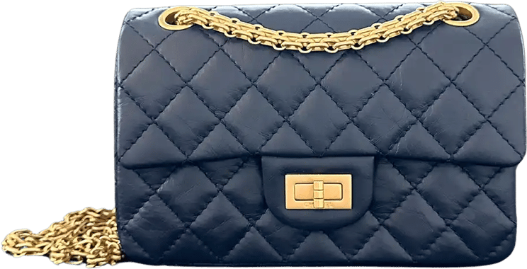 Chanel Chanel 2.55 Mini Bag calfskin in vintage look dark blue full set