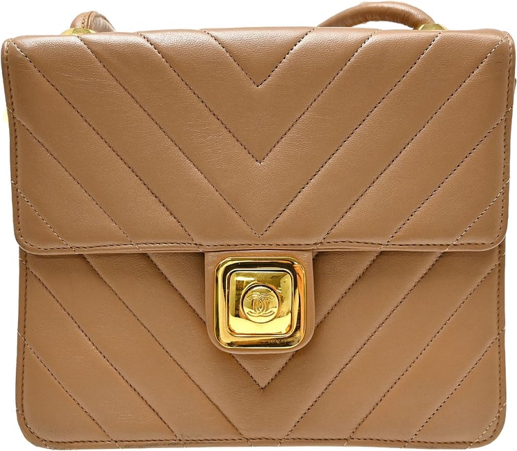 Chanel Chanel Vintage Push Lock Flap Chevron Lambskin Small