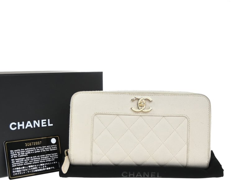Chanel Chanel Mademoiselle Vintage Zip Around Wallet Quilted Caviar Long