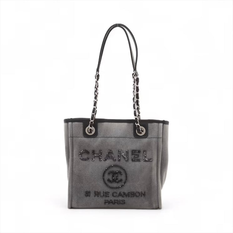 Chanel Chanel North South Deauville Tote Canvas Small