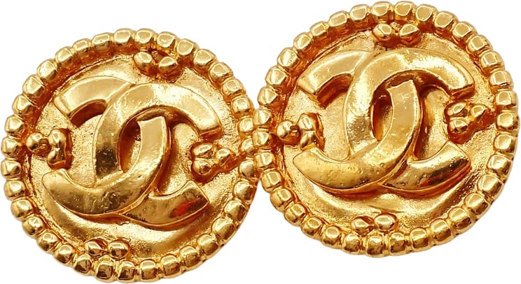 Chanel Chanel Vintage CC Round Button Clip-On Earrings Metal