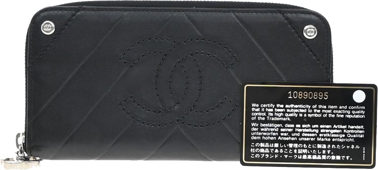 Chanel Chanel CC Charm Zip Around Quilted Lambskin Long