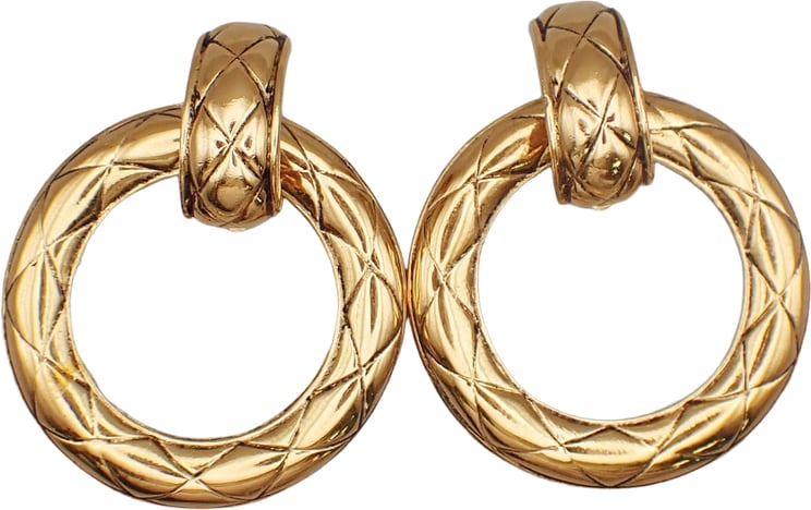 Chanel Chanel Vintage CC Round Drop Clip-On Metal Large