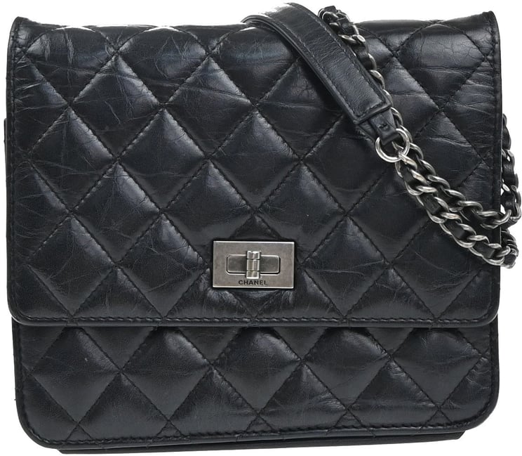 Chanel Chanel So Black Reissue 2.55 Wallet on Chain Quilted Aged Calfskin