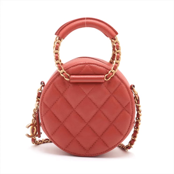 Chanel Chanel Round Clutch with Chain Quilted Caviar Mini