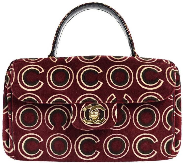Chanel Chanel CC Top Handle Bag Coco Print Velvet Medium