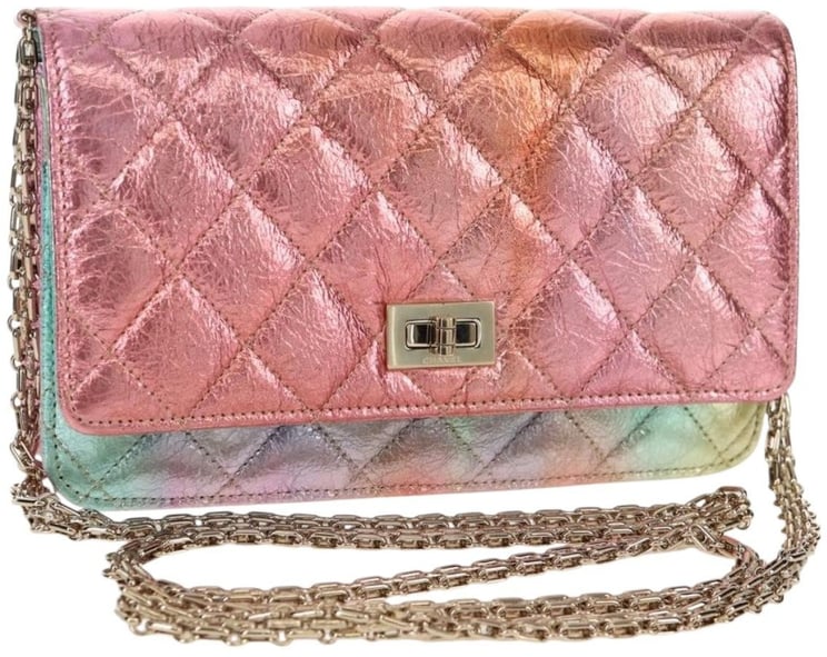 Chanel Chanel Rainbow Reissue 2.55 Wallet on Chain Quilted Multicolor Metallic Goatskin