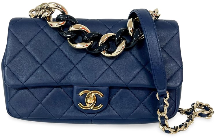 Chanel Chanel Lady Handle Flap Card Holder on Chain Quilted Calfskin