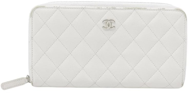 Chanel Chanel Trifold Flap Wallet Quilted Caviar Small