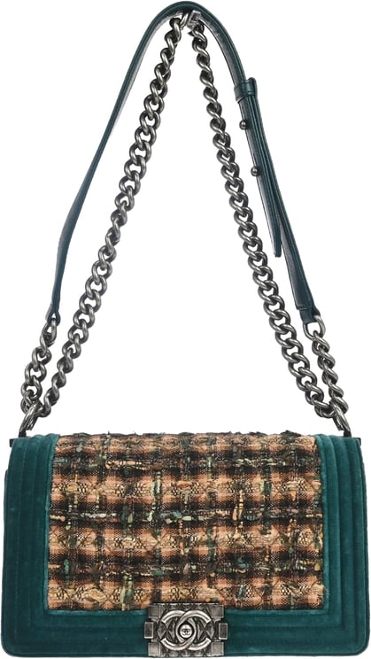 Chanel Chanel Boy Flap Quilted Tweed with Velvet Small