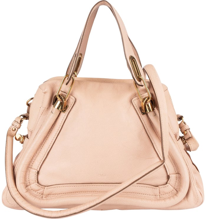 Chloé Chloé Pink Grained Leather Paraty Shoulder Bag