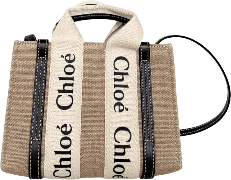 Chloé Chloé Woody Mini Tote Bag in Linen, Beige