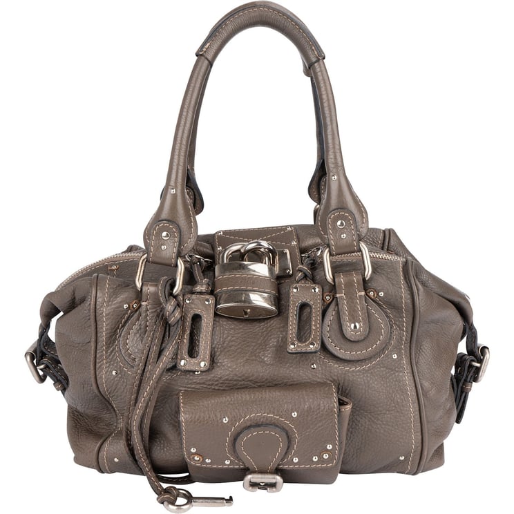 Chloé Chloé Pebbled Leather Studded Paddington Satchel Handbag