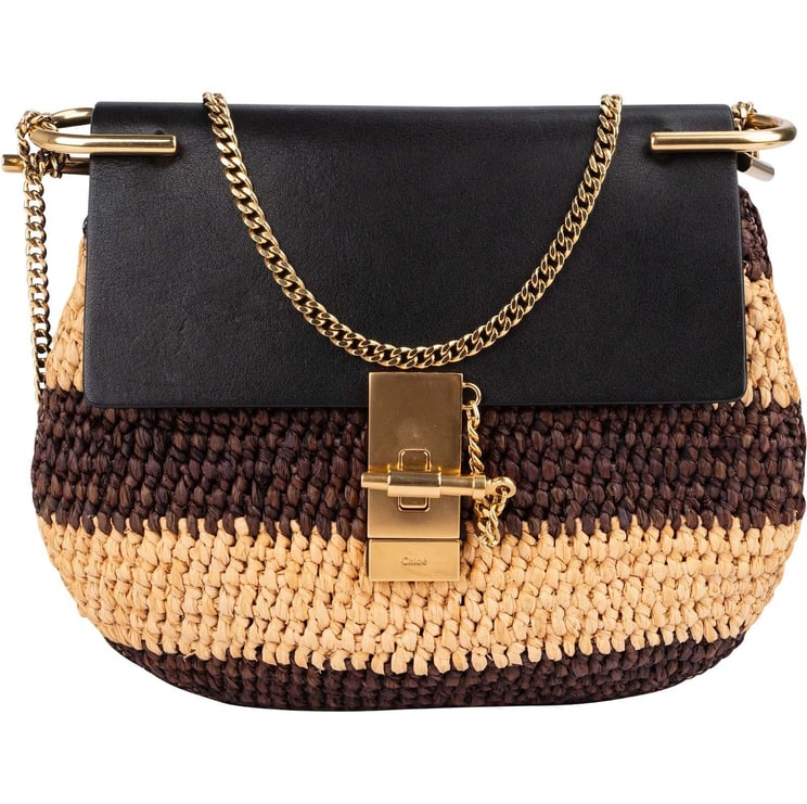 Chloé Chloé Raffia and Leather Drew Crossbody Bag