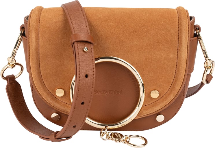 Chloé See by Chloé Suede and Leather Mara Crossbody Bag