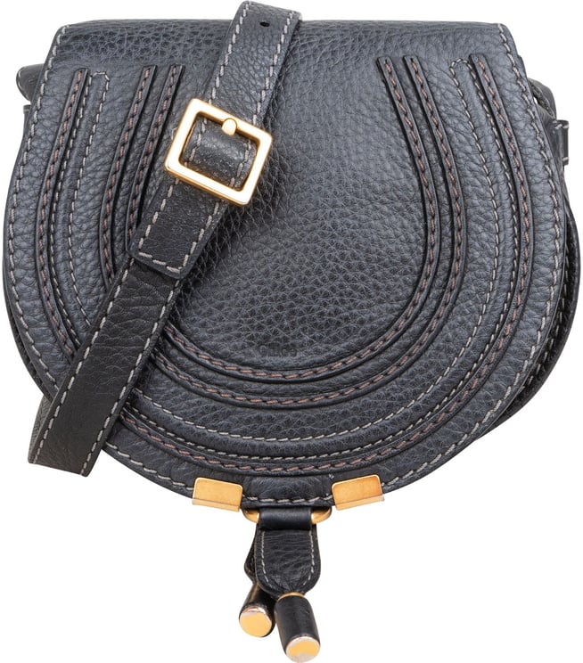 Chloé Chloé Grained Calfskin Marcie Small Saddle Crossbody Bag