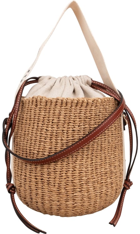 Chloé Chloé x Mifuko Raffia Woody Calfskin Bucket Crossbody Bag