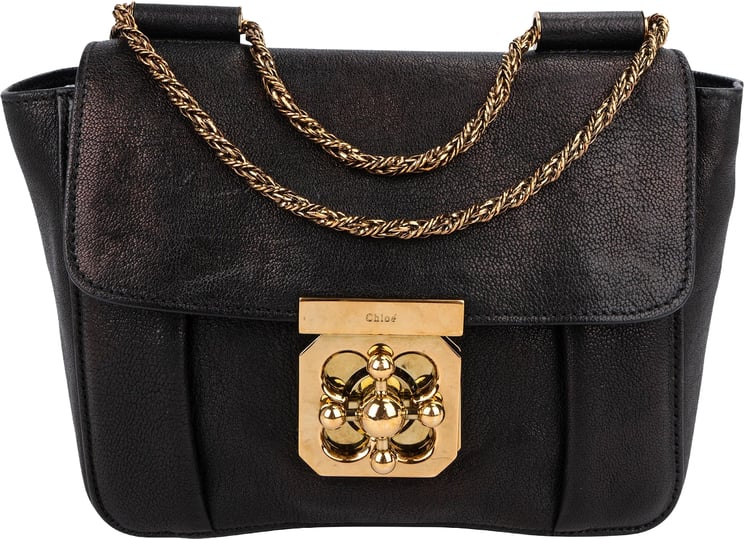 Chloé Chloé Black Leather Elsie Turnlock Crossbody Bag
