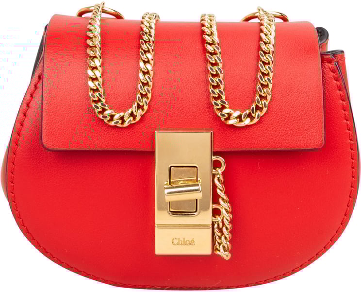 Chloé Chloé Red Leather Drew Micro Backpack