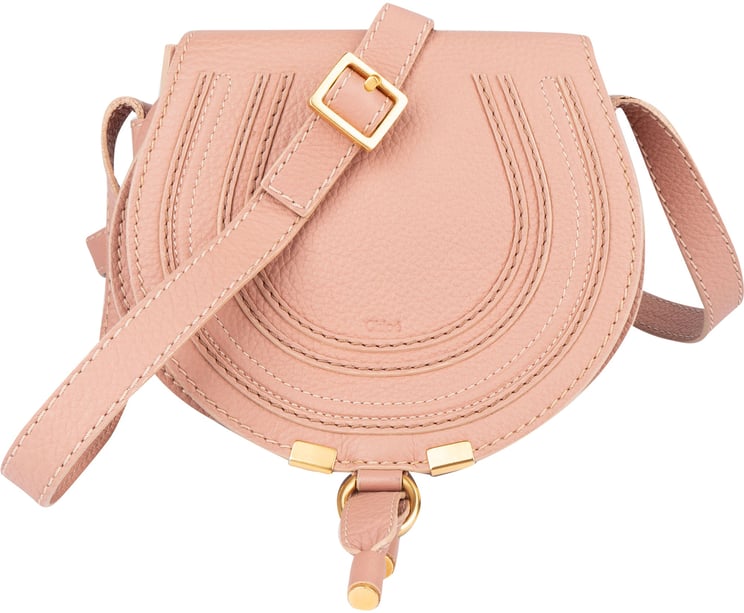 Chloé Chloé Grained Pink Calfskin Mini Marcie Crossbody Bag