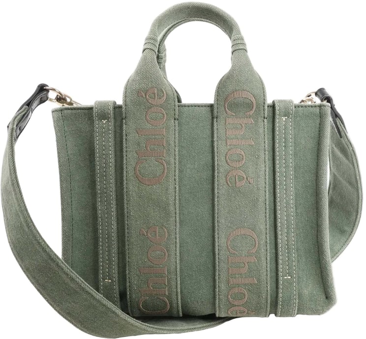 Chloé Chloé Woody Small Canvas 2Way Handbag in Green