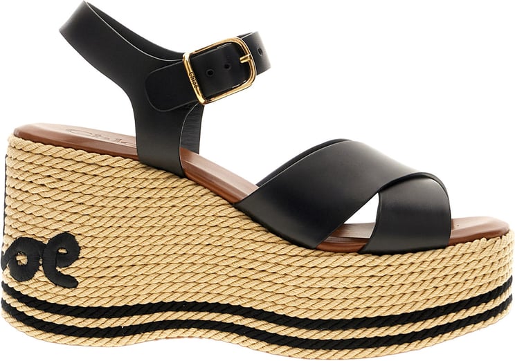 Chloé Chloe Black leather ChloÃ¨ Sand wedge