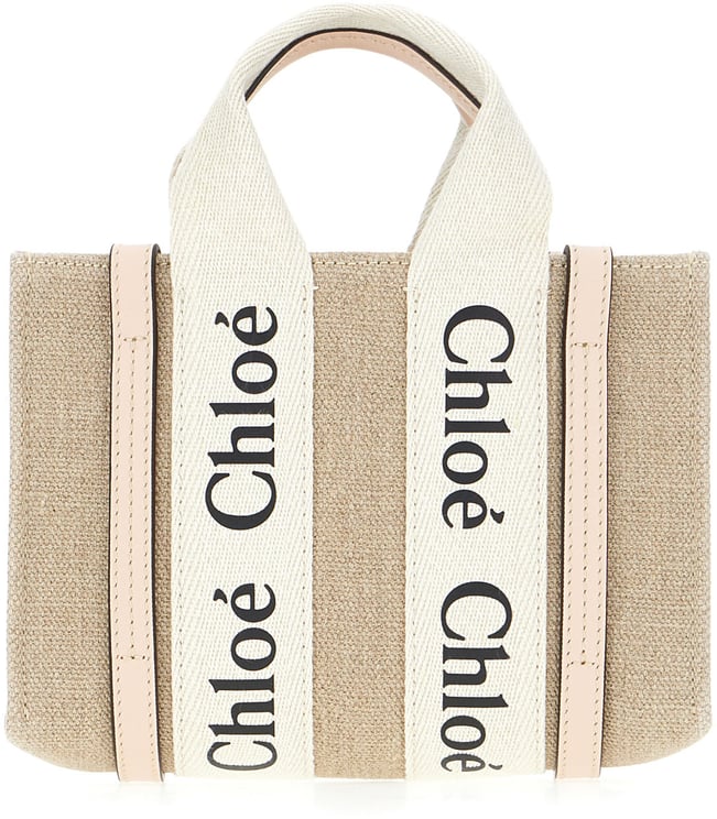 Chloé Chloe Sand linen small Woody handbag