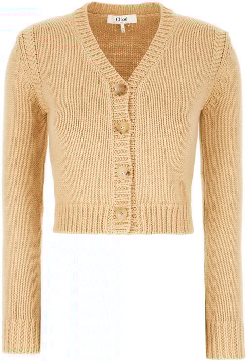 Chloé Chloe Beige cotton and cashmere cardigan