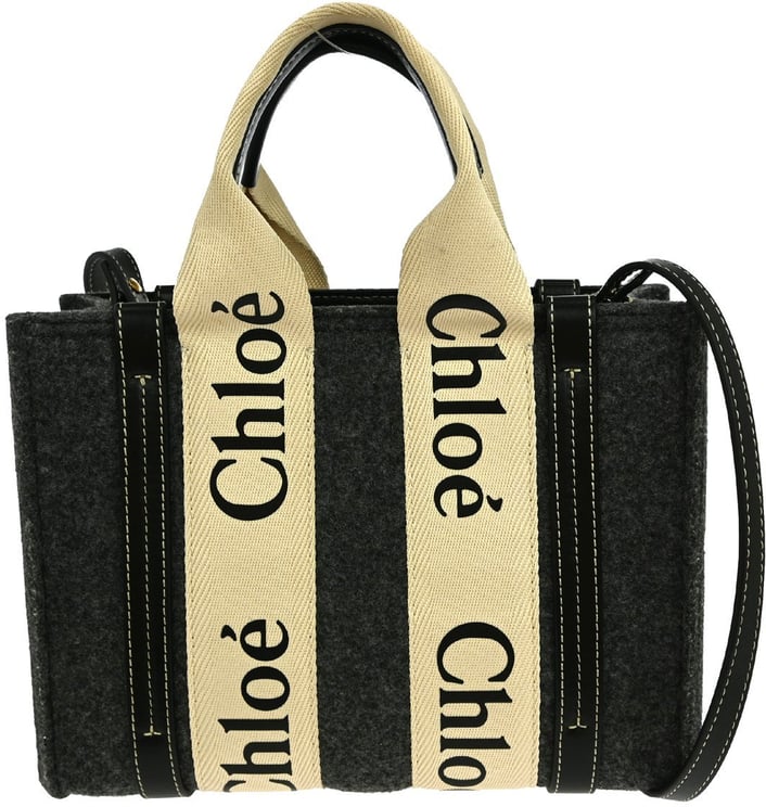 Chloé Chloe Woody Convertible Tote Recycled Felt with Leather and Canvas