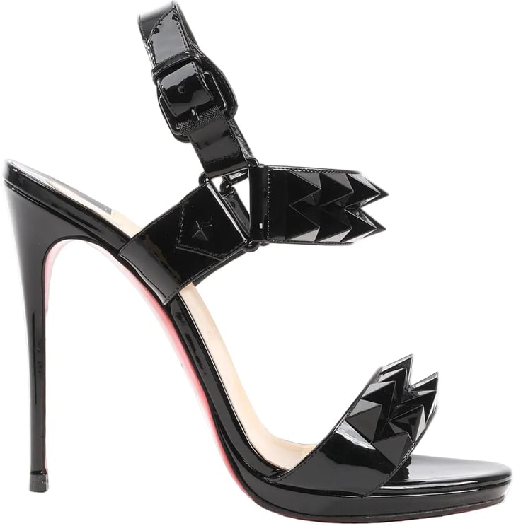 Christian Louboutin Christian Louboutin Miziggoo Spiked Patent Leather 120 Heels in Black, Size 40.5 EU